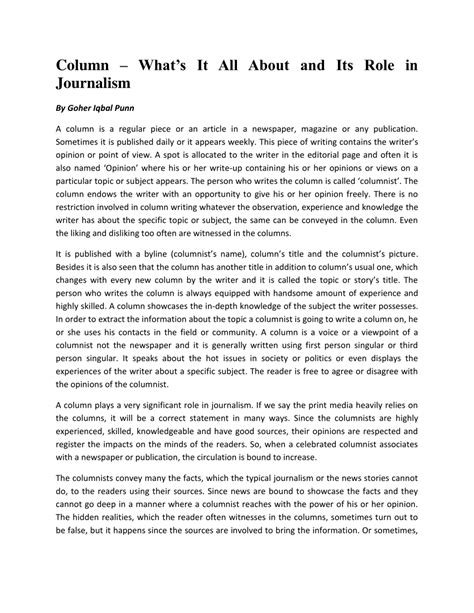 Column Writing for Campus Journalists .